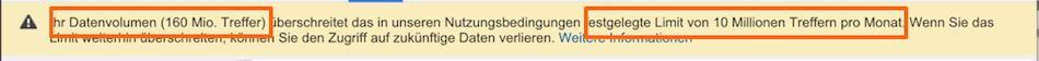 Überschreiitung des Datenlimits in Google Analytics