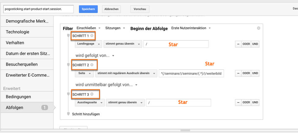 Sequentielles Segment in Google Analytics