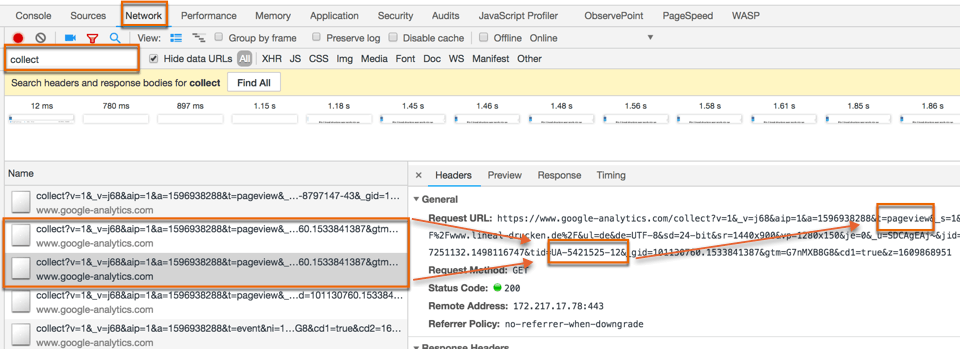 Doppelten Google Analytics Tool mit den Chrome Entwicklertools analysieren