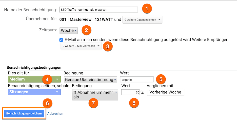 Anlegen von Custom Alerts in Google Analytics