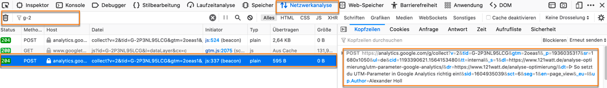 Google Analytics Version 4 Ereignisse in der Entwickler Console analysieren