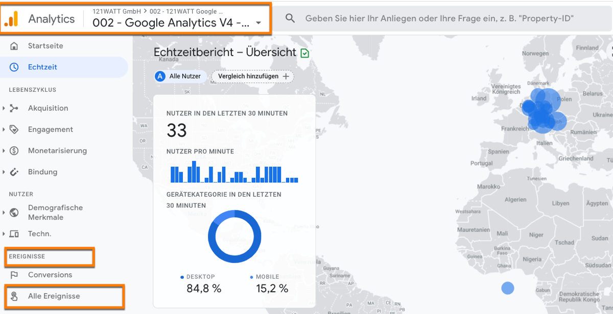 Ereignisse in Google Analytics 4