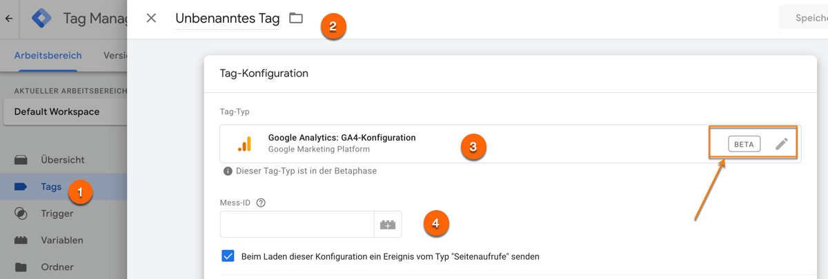 Integration von Google Analytics 4 über den Google Tag Manager mit dem GA4 Konfigurationstag