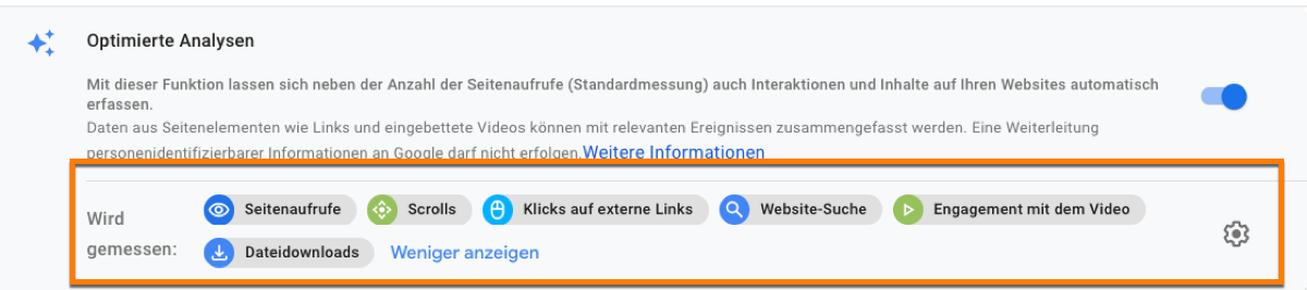 Diese Interkationen kannst du in Google Analytics 4 über die Webdatenströme messen!