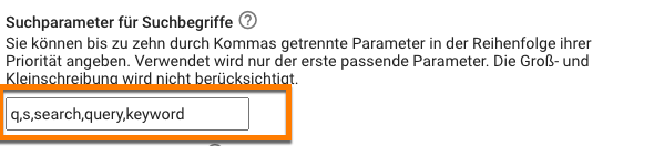 Suchparameter in Google Analytics in den Details des Webdatenstroms konfigurieren