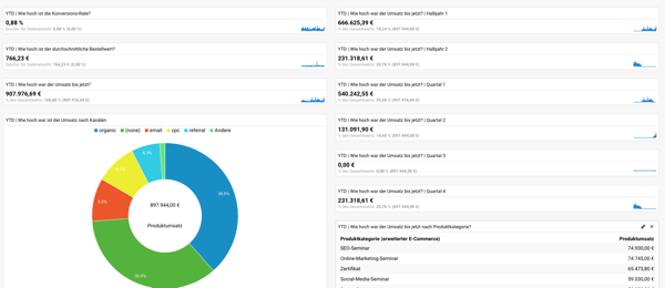 Google Analytics Dashboard Vorlage für ein E-Commerce Dashboard