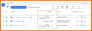 Hier findest du in Google Ads das Budget