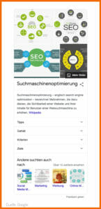 Knowledge Card für "SEO Optimierung"