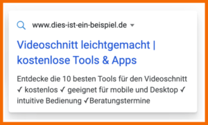 Beispiel für ein Snippet: Es liefert eine Lösung für ein Problem, indem gesagt wird, dass sich auf der Website 10 Lösungen befinden.