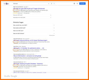 Suchergebnisse für "SEO-Audit": Sind teilweise älter, Aktualität spielt keine große Rolle