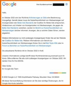 Google Mail zu aktualisierten Richtlinien: Nutzerfreundlichkeit von Werbeanzeigen muss den Better Ads Standards entsprechen