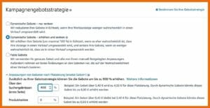 Dynamische Kampagnengebotsstrategie einstellen