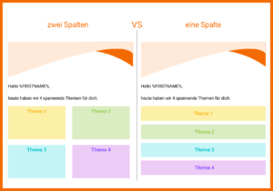 email-marketing: 1 Spalte vs. 2 Spalten