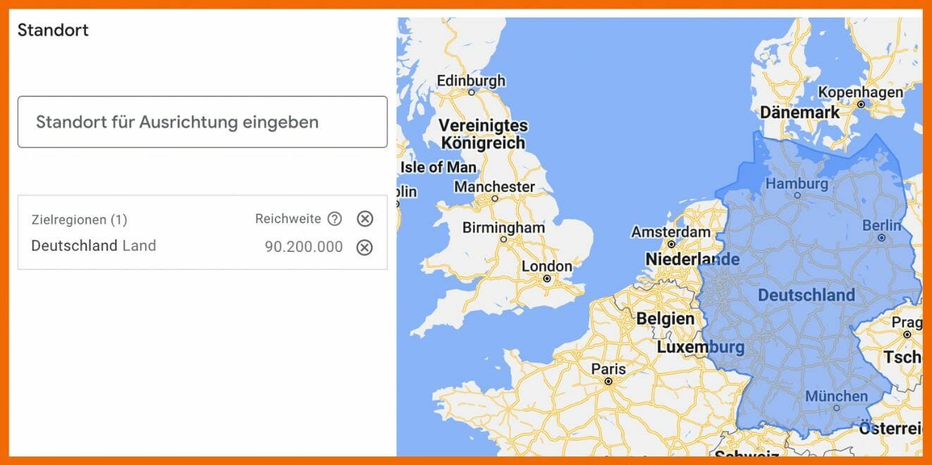 Standorteinstellung im Keyword-Planer