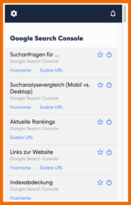 Screenshot vom SEO Dashboard von Technical SEO - Hier kannst du auswählen, welches Analyse-Tool du benutzen möchtest