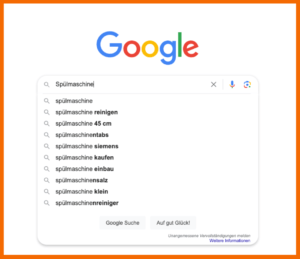 Google Suggest: Transaktionale Suchanfragrn für "Spülmaschine"