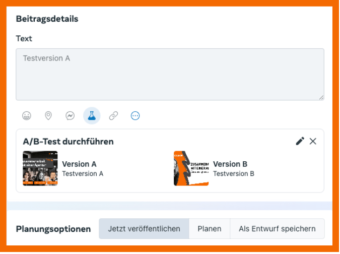Hier siehst du, wo du den A/B-Test bearbeiten kannst.