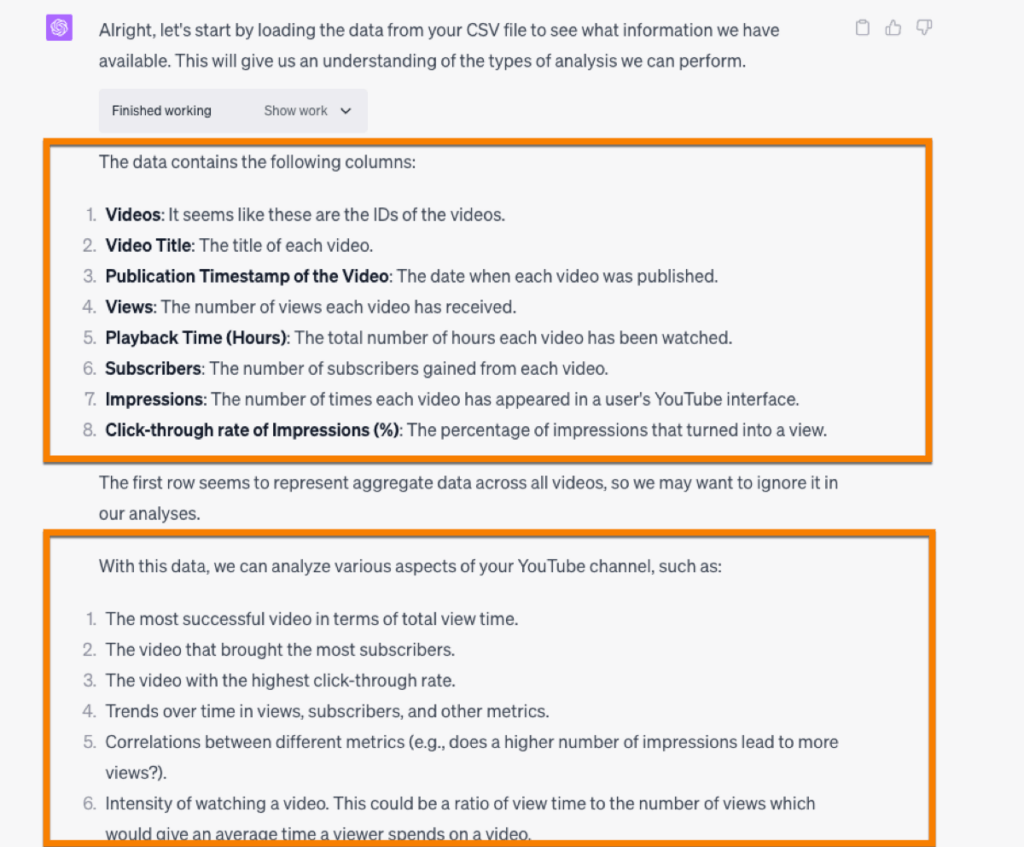 Code-Interpreter von ChatGPT zur Analyse eines Youtube-Kanals