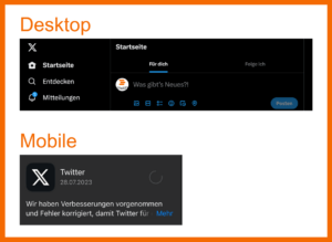 Twitter wird zu X: Desktop & mobile Ansicht