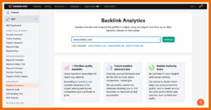 Reiter "Backlink Analytics" in SEMrush