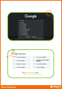 Du kannst auch über die bekannten Möglichkeiten bei Google nach Keywordideen suchen: Vorgeschlagene Suchbegriffe, andere Suchen auch