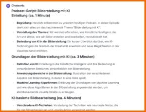 Chatsonic - Podcast Gliederung